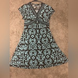 Apt 9 casual dress brown and turquoise